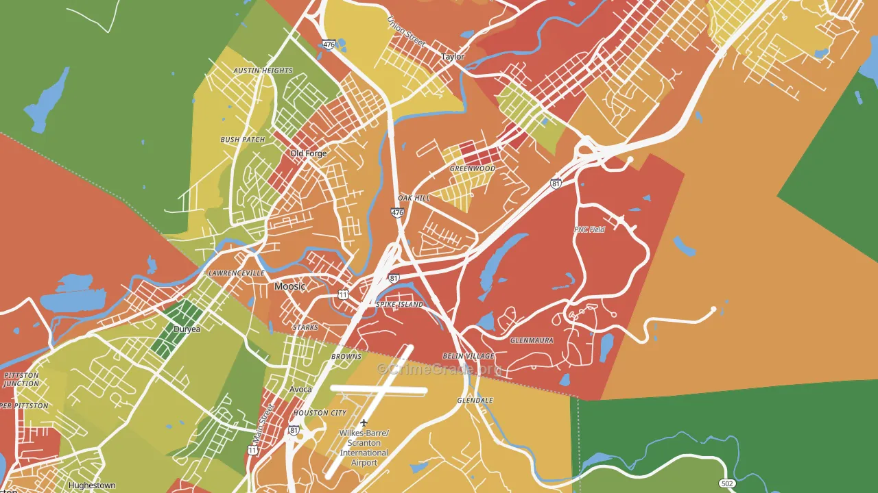 18507, PA Map of Theft Rates