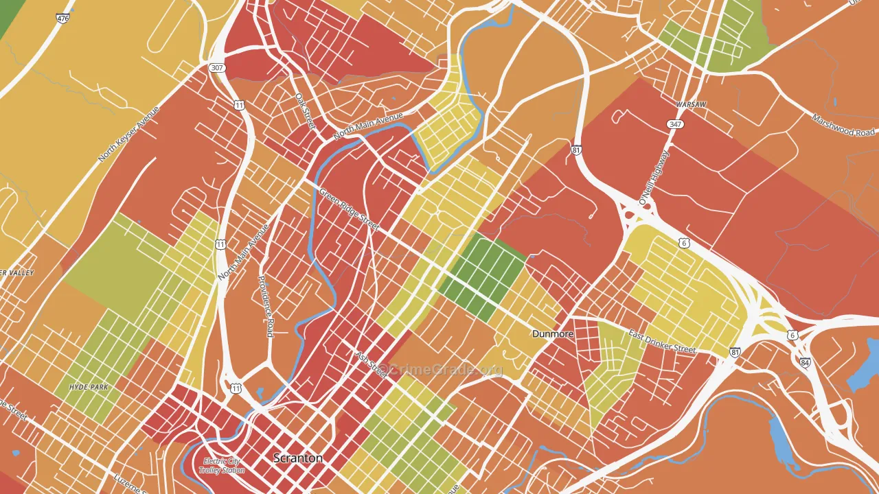 18509, PA Map of Theft Rates
