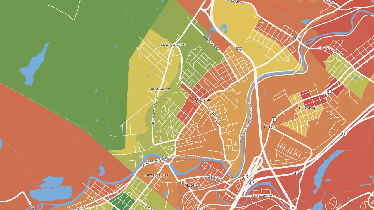 18518, PA Map of Theft Rates