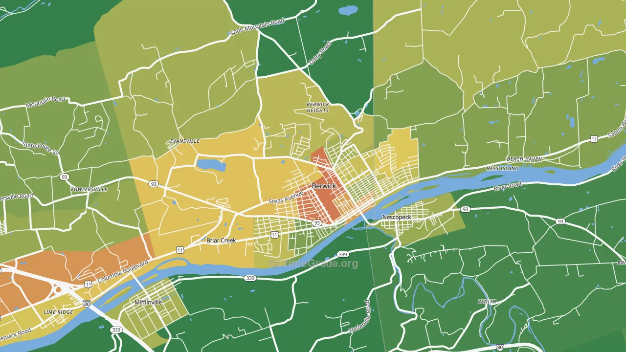 18603, PA Map of Theft Rates