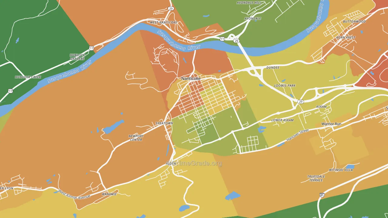 18634, PA Map of Theft Rates