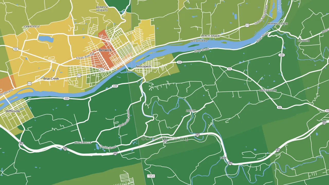 18635, PA Map of Theft Rates