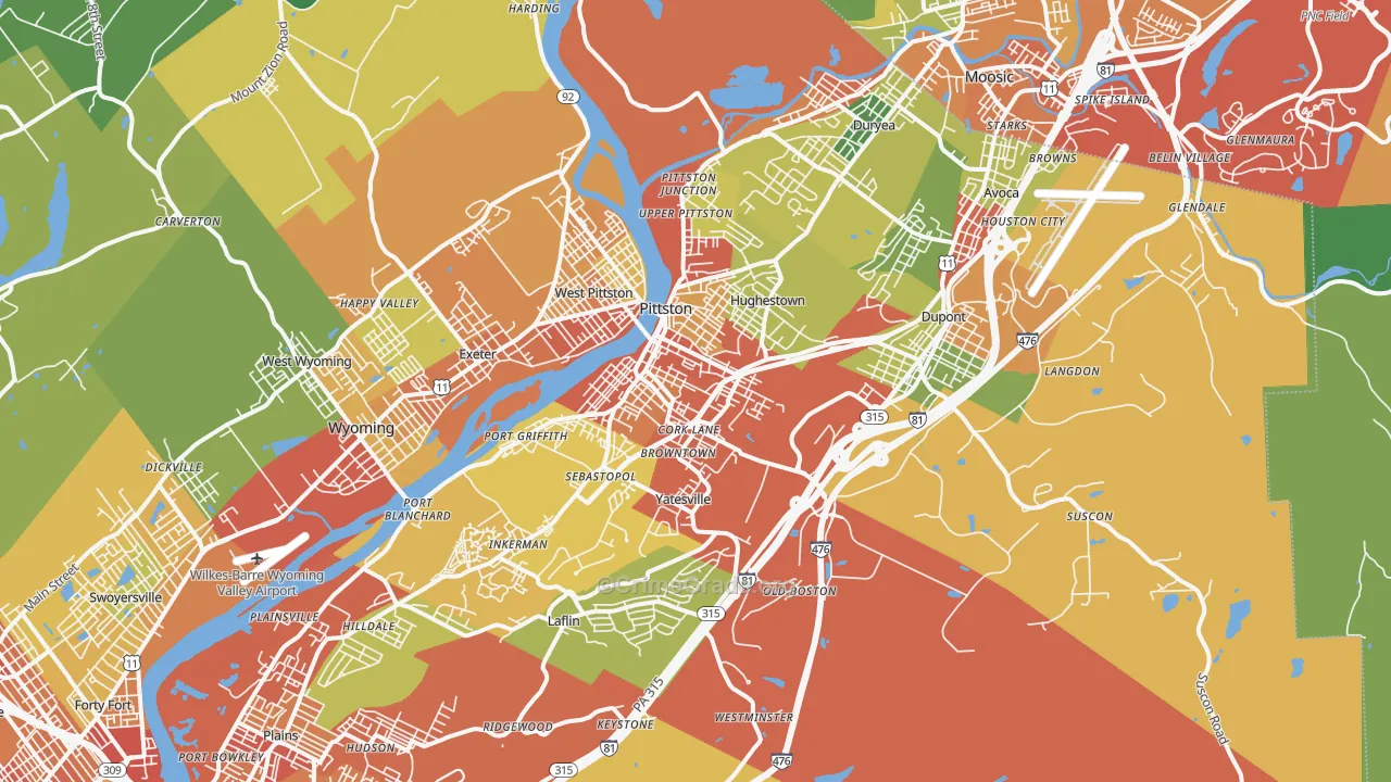 18640, PA Map of Theft Rates