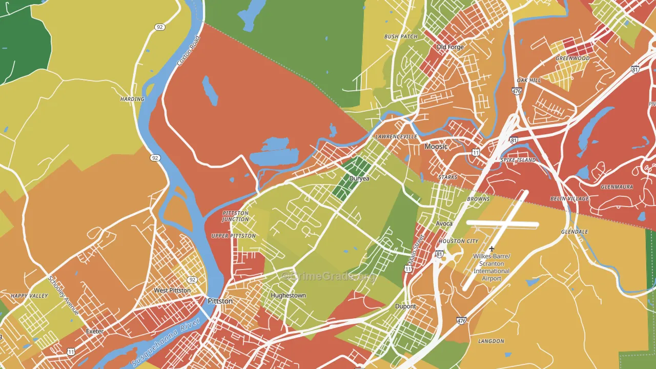 18642, PA Map of Theft Rates