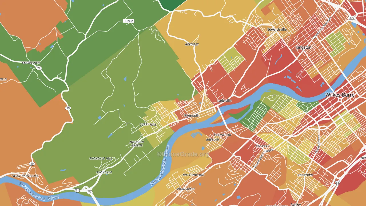 18651, PA Map of Theft Rates