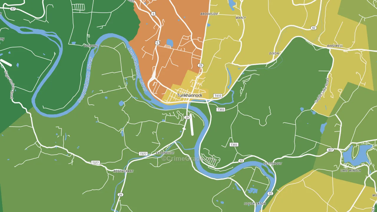 18657, PA Map of Theft Rates