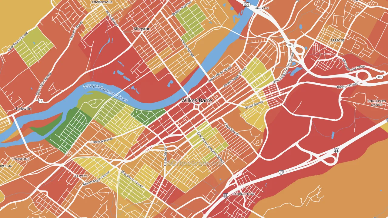 18701, PA Map of Theft Rates