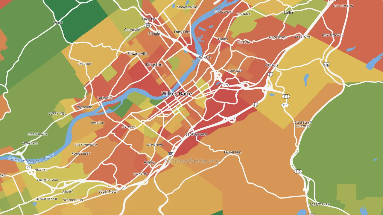 18702, PA Map of Theft Rates