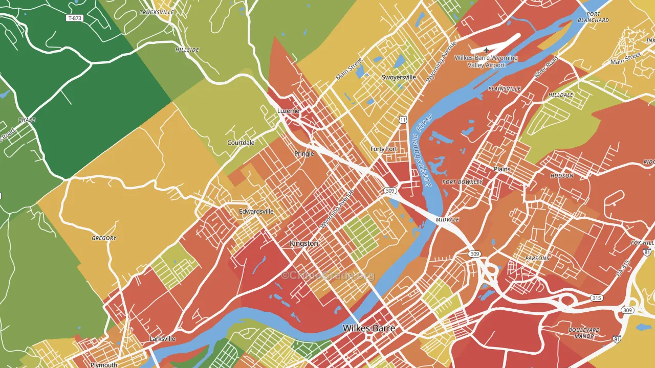 18704, PA Map of Theft Rates