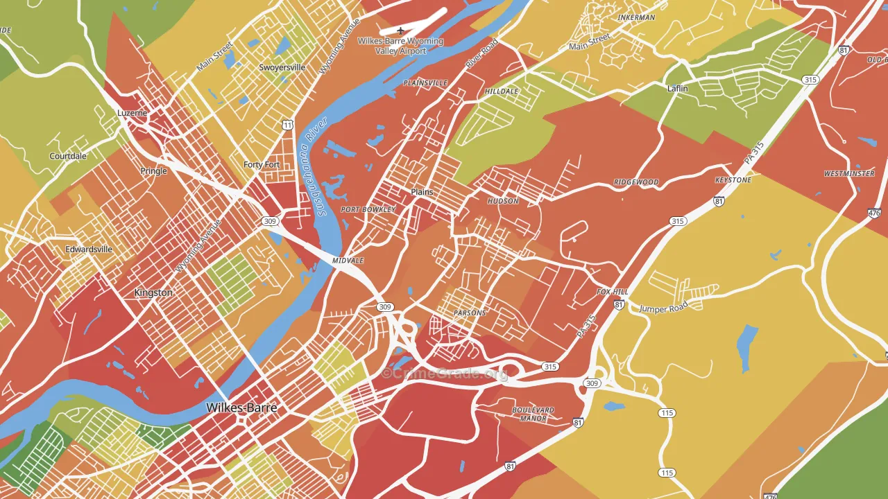 18705, PA Map of Theft Rates