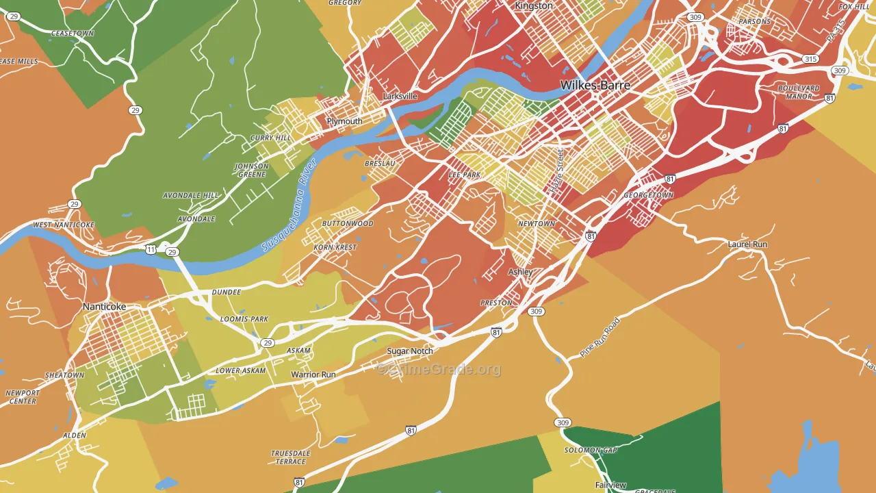 18706, PA Map of Theft Rates