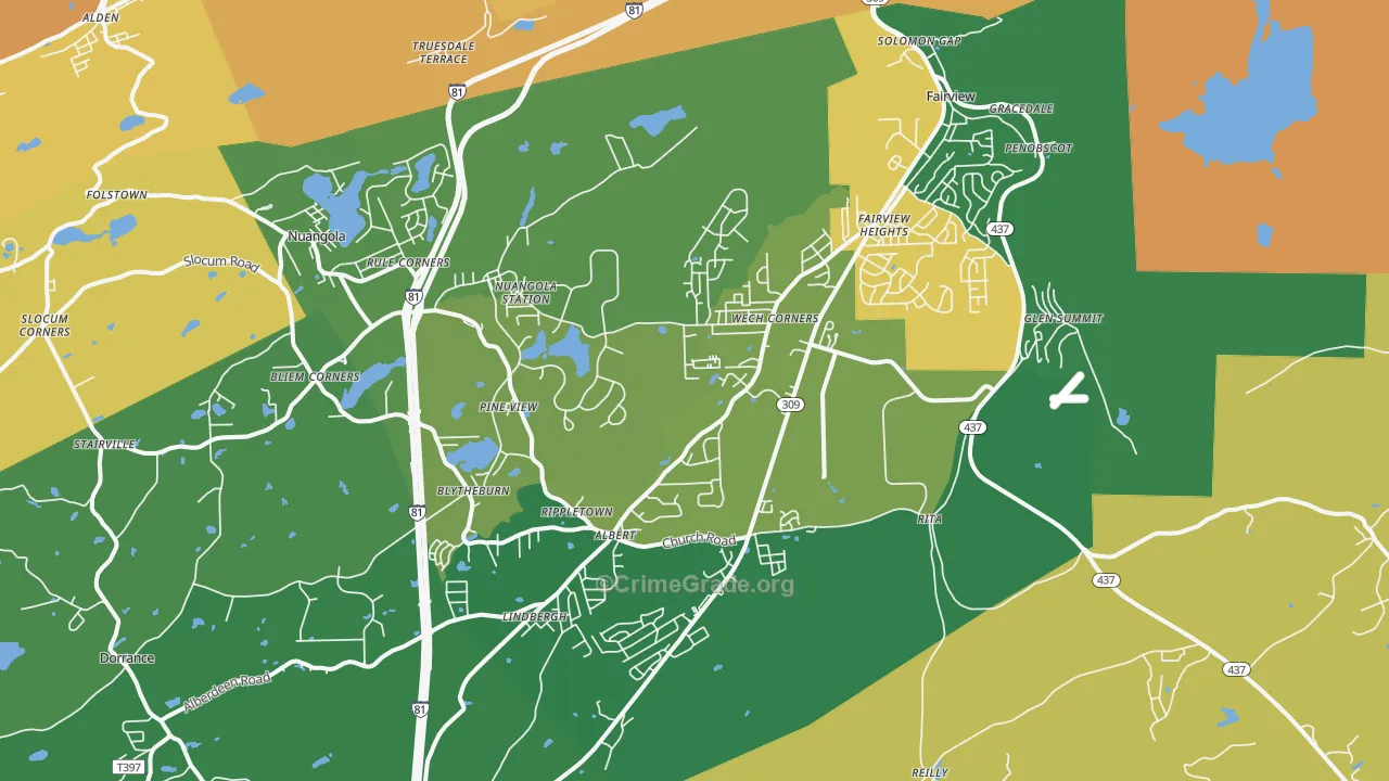 18707, PA Map of Theft Rates