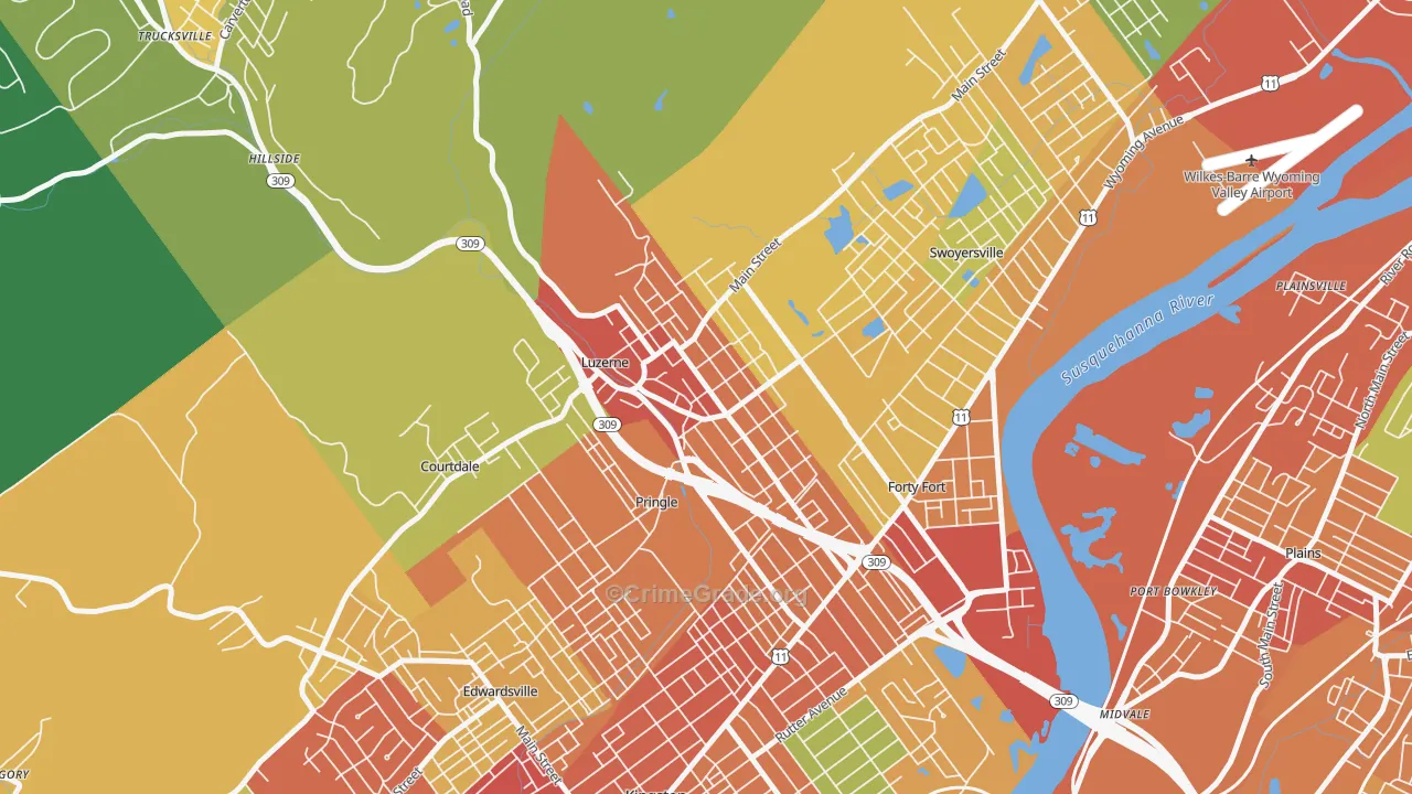 18709, PA Map of Theft Rates