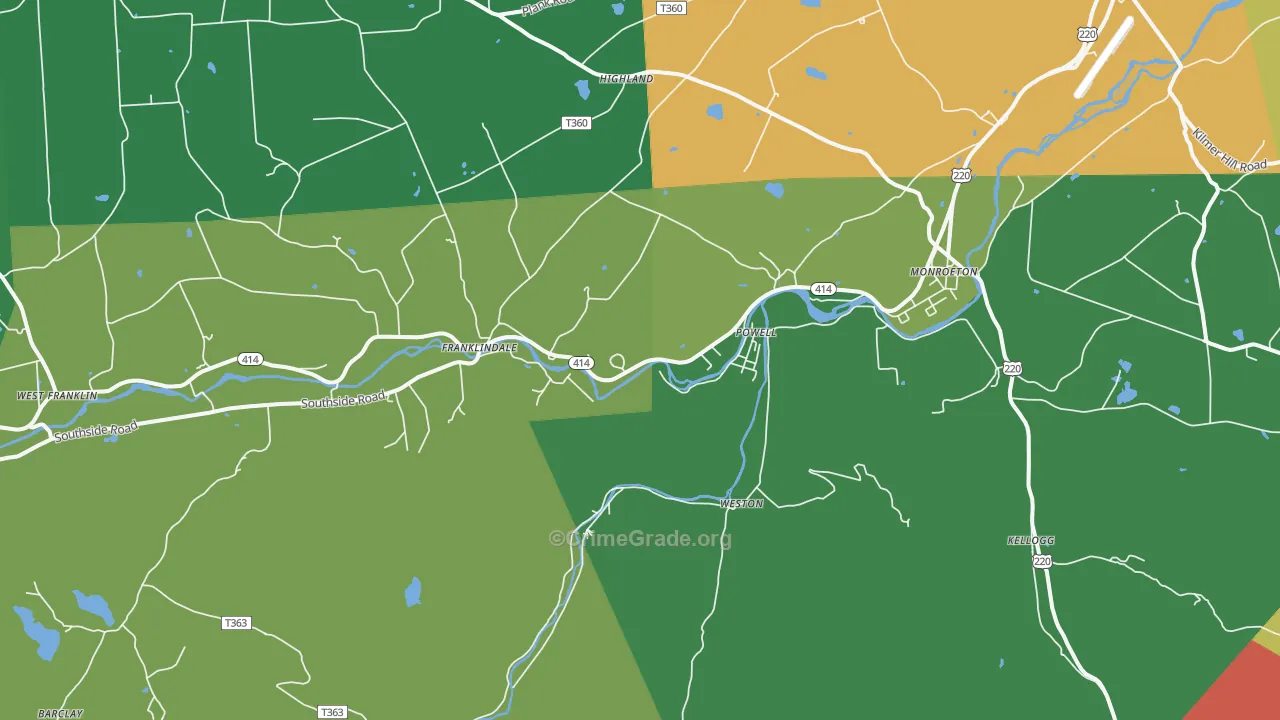 18832, PA Map of Theft Rates