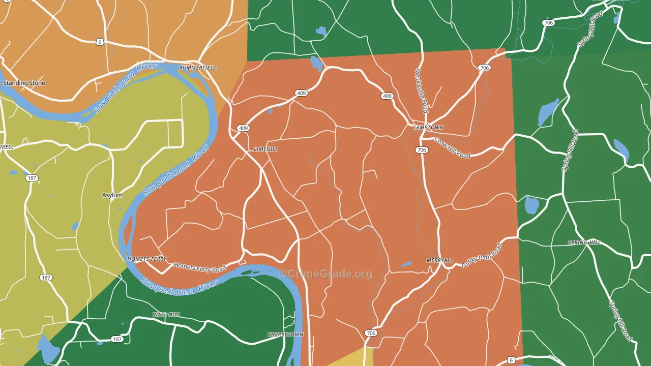 18853, PA Map of Theft Rates