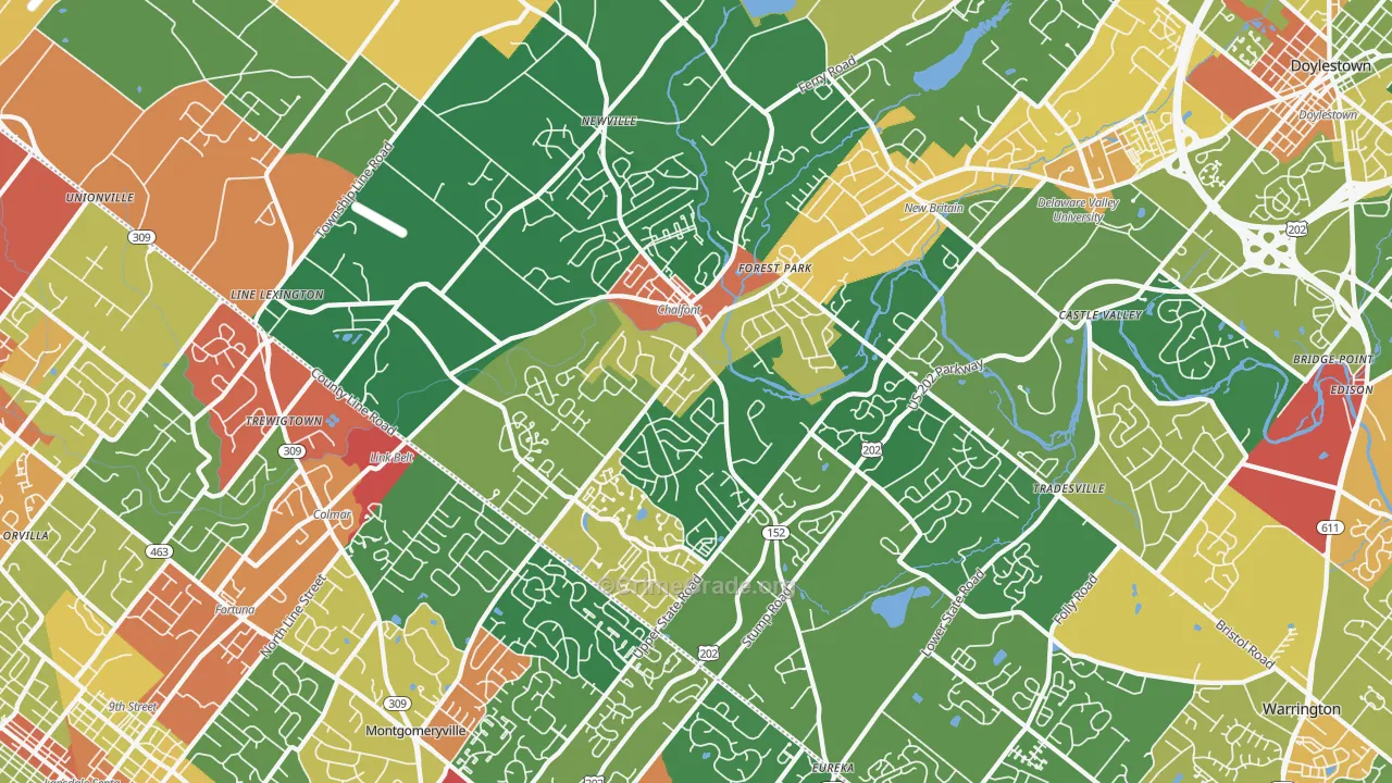 18914, PA Map of Theft Rates