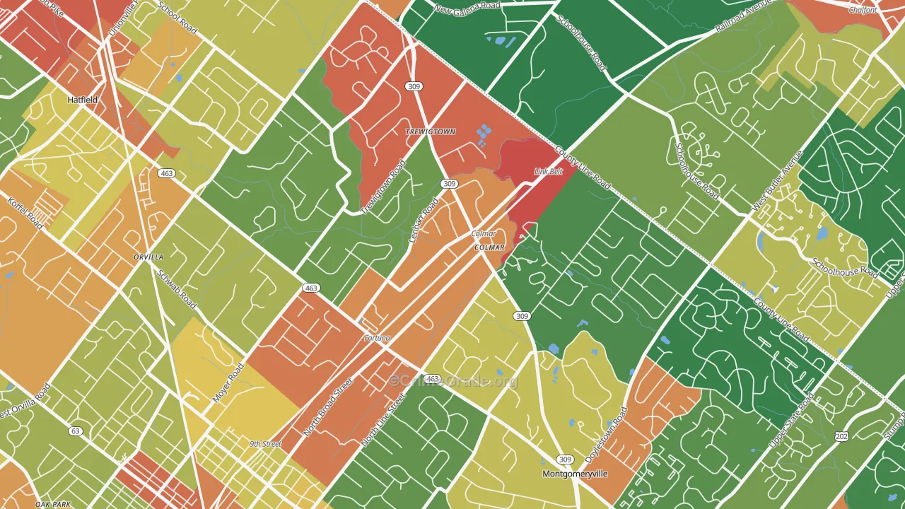 18915, PA Map of Theft Rates