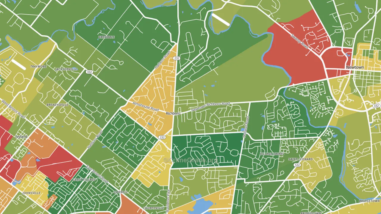 18954, PA Map of Theft Rates