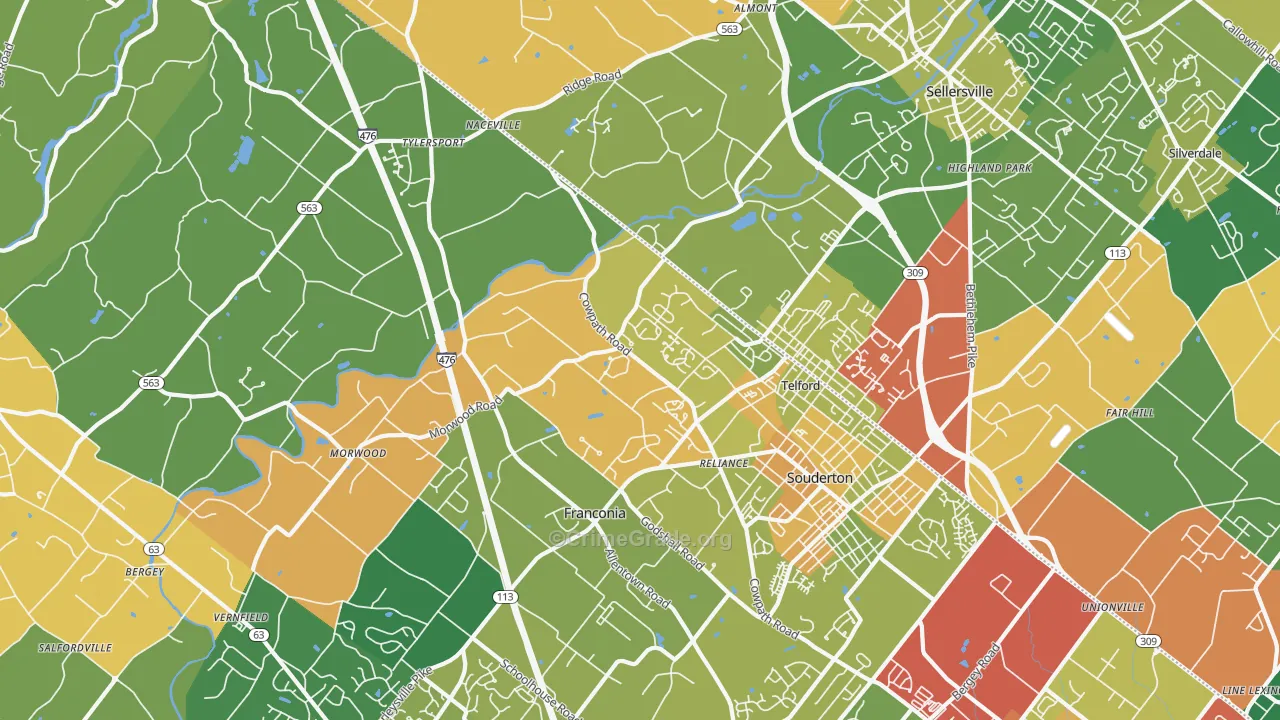 18969, PA Map of Theft Rates
