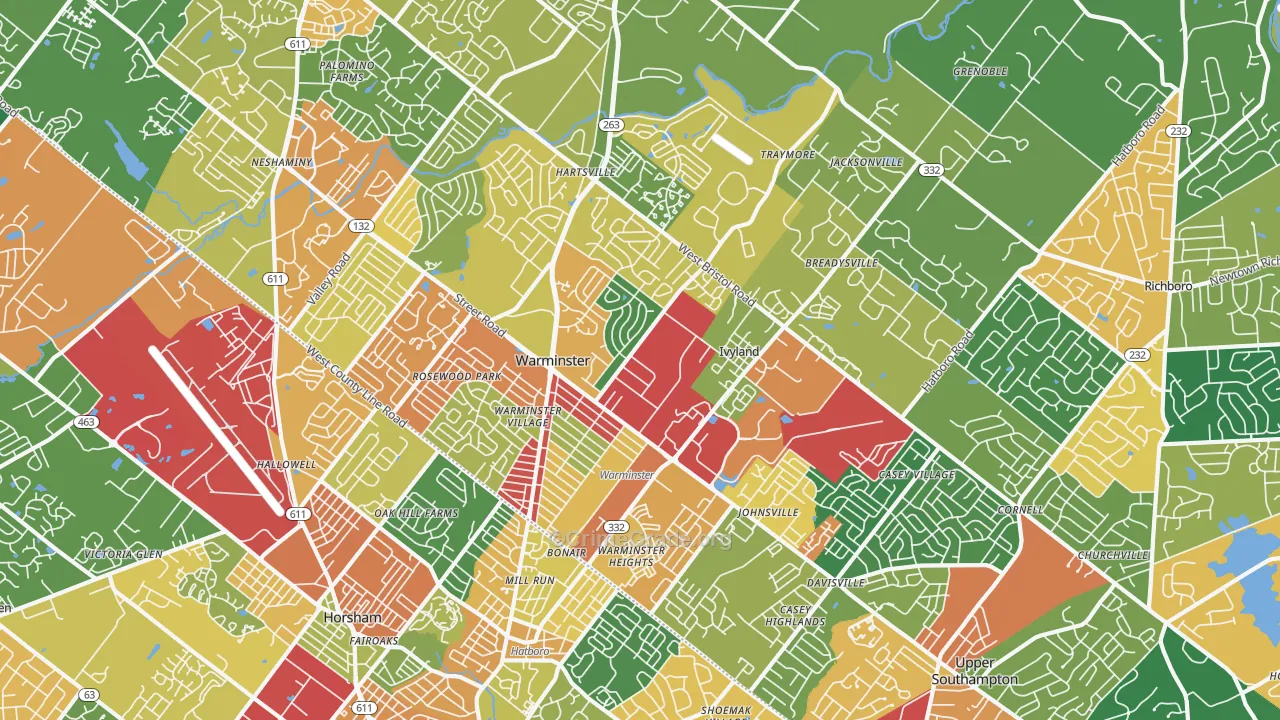 18974, PA Map of Theft Rates
