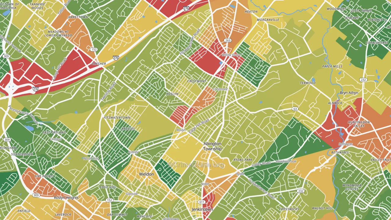 19001, PA Map of Theft Rates