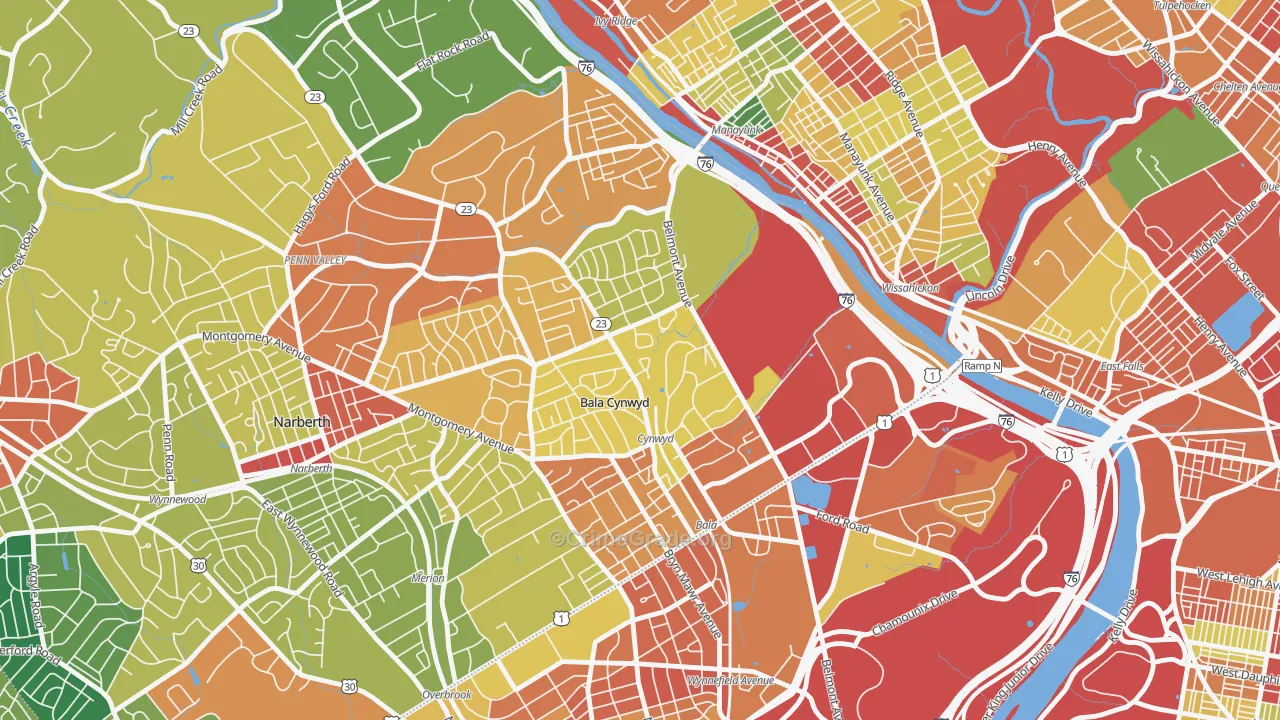 19004, PA Map of Theft Rates