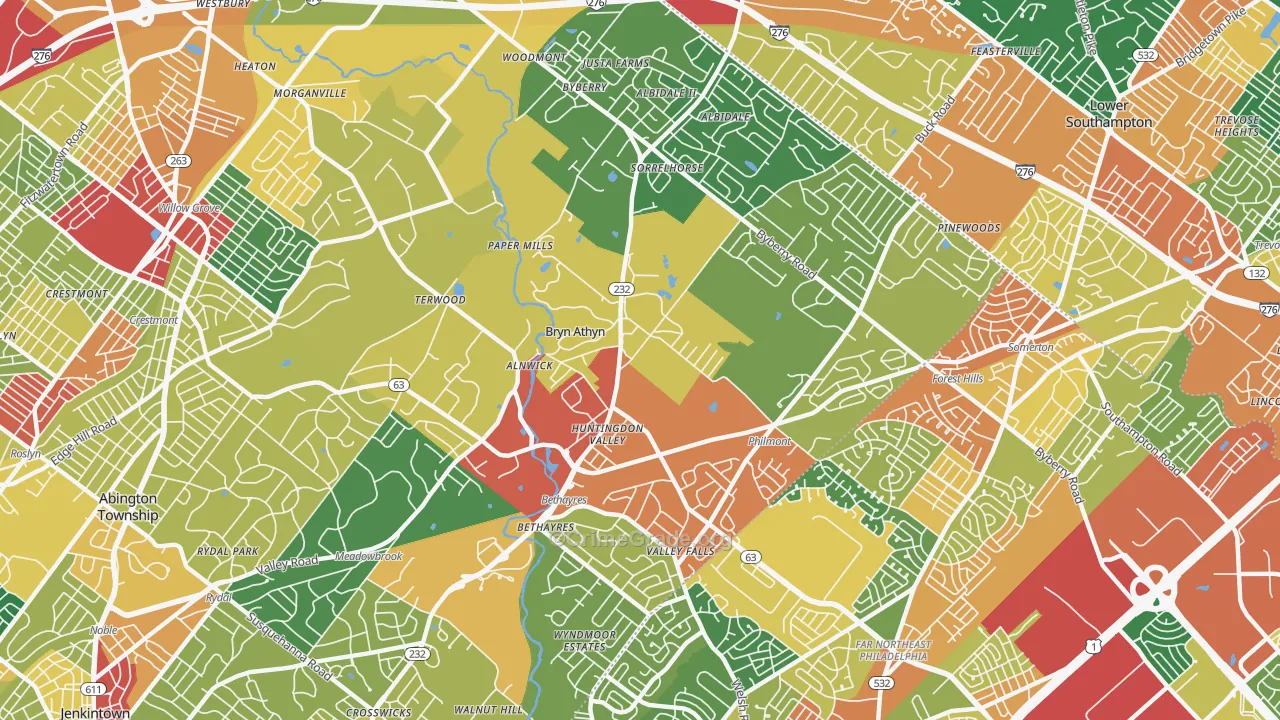 19006, PA Map of Theft Rates