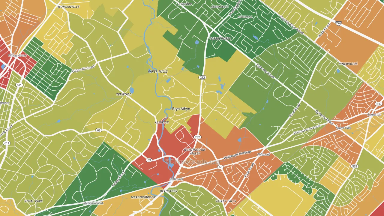 19009, PA Map of Theft Rates
