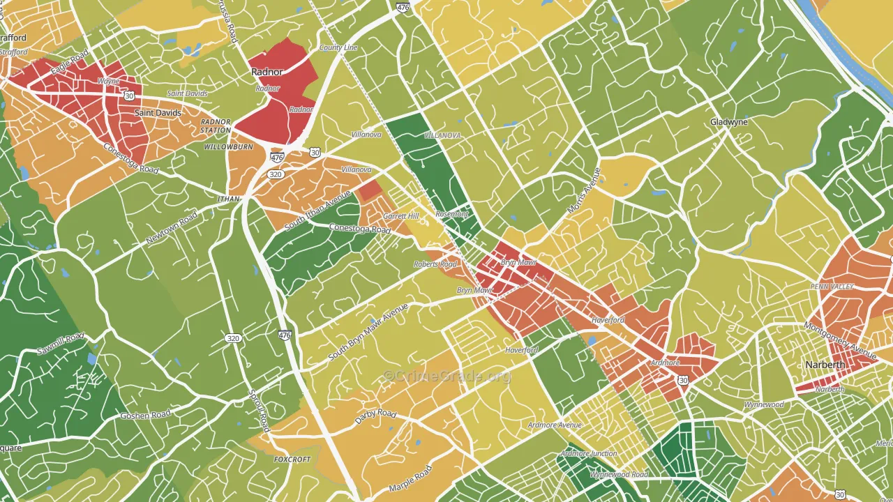 19010, PA Map of Theft Rates