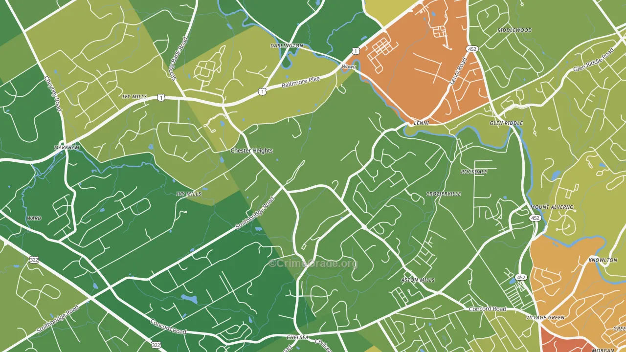 19017, PA Map of Theft Rates