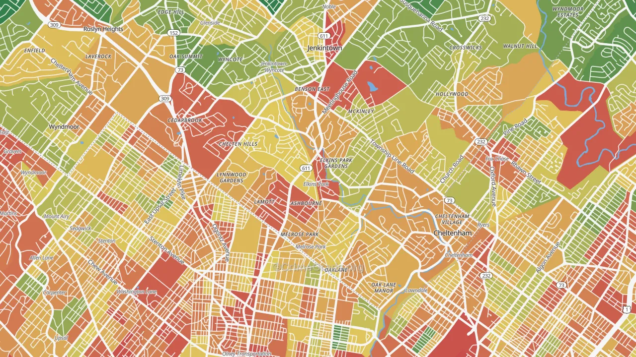 19027, PA Map of Theft Rates