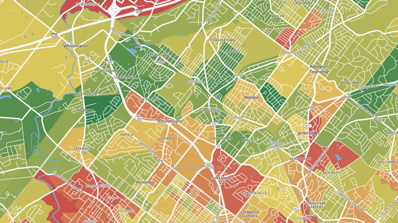 19038, PA Map of Theft Rates