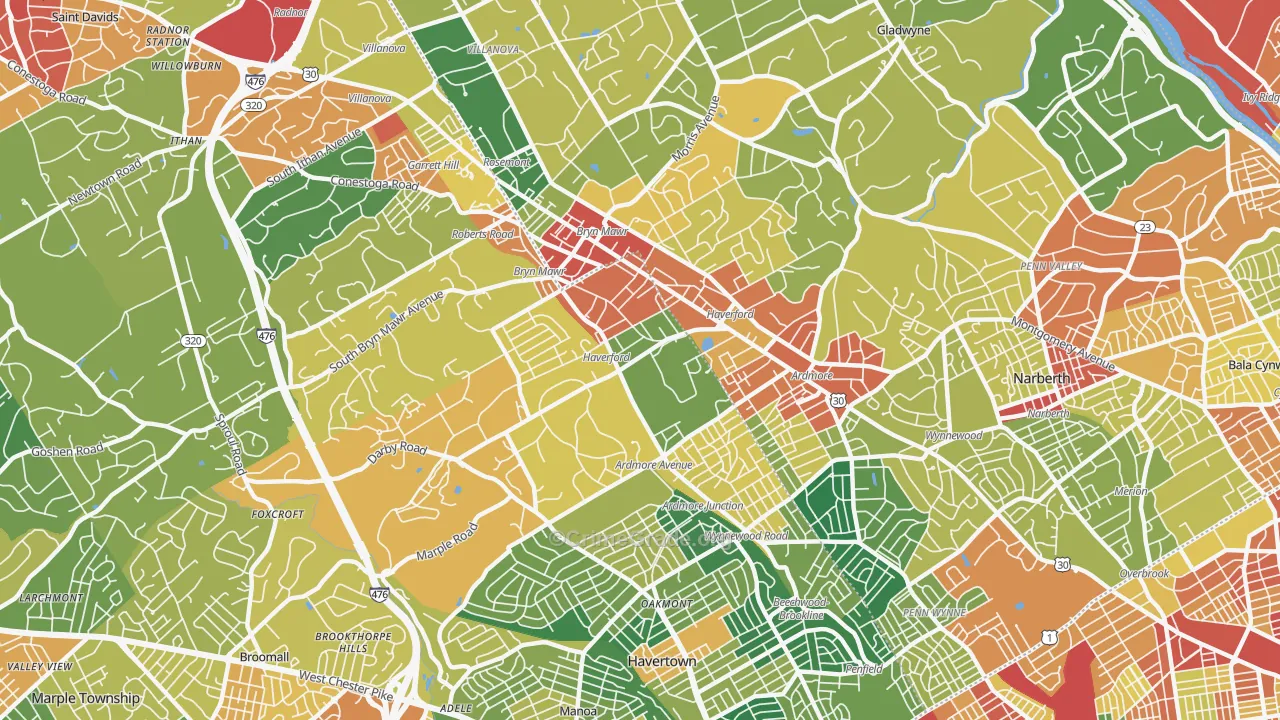 19041, PA Map of Theft Rates