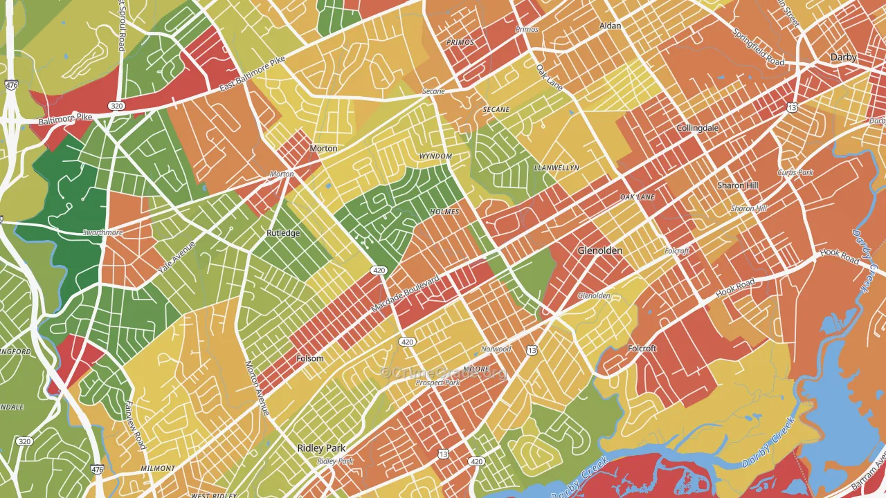 19043, PA Map of Theft Rates