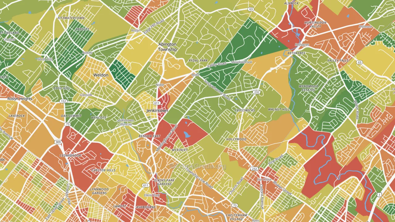 19046, PA Map of Theft Rates