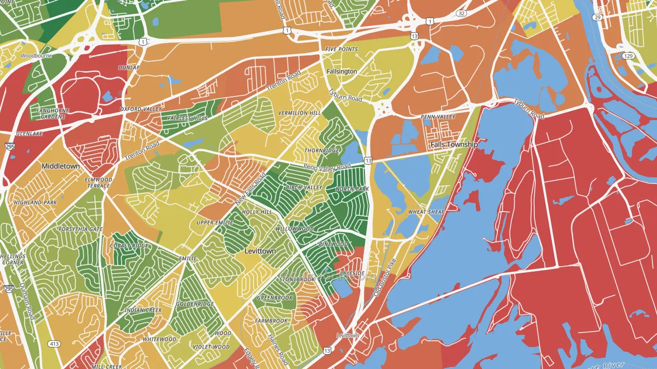19054, PA Map of Theft Rates