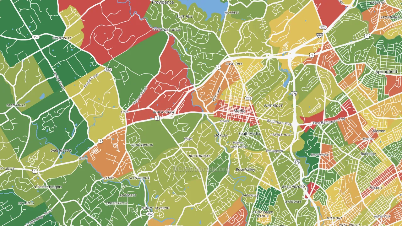 19063, PA Map of Theft Rates