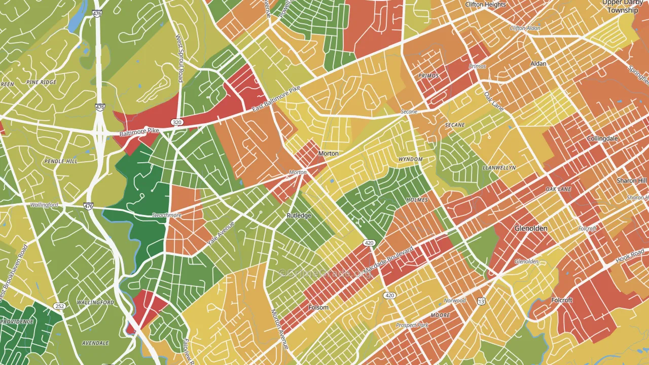 19070, PA Map of Theft Rates