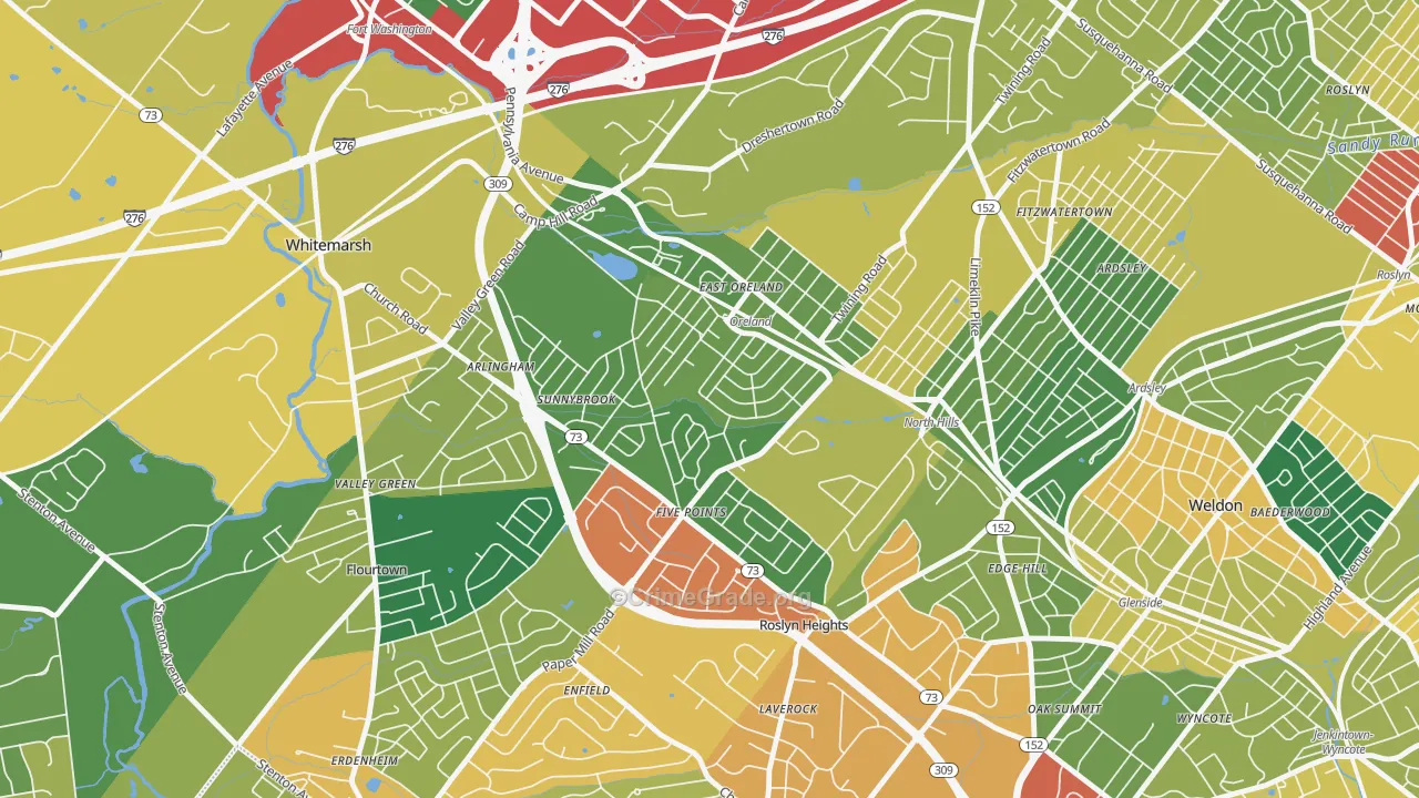 19075, PA Map of Theft Rates