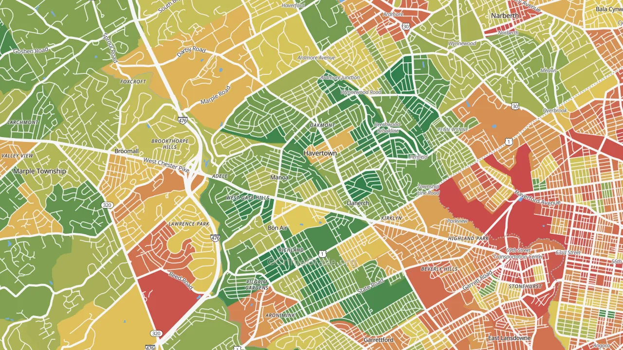 19083, PA Map of Theft Rates