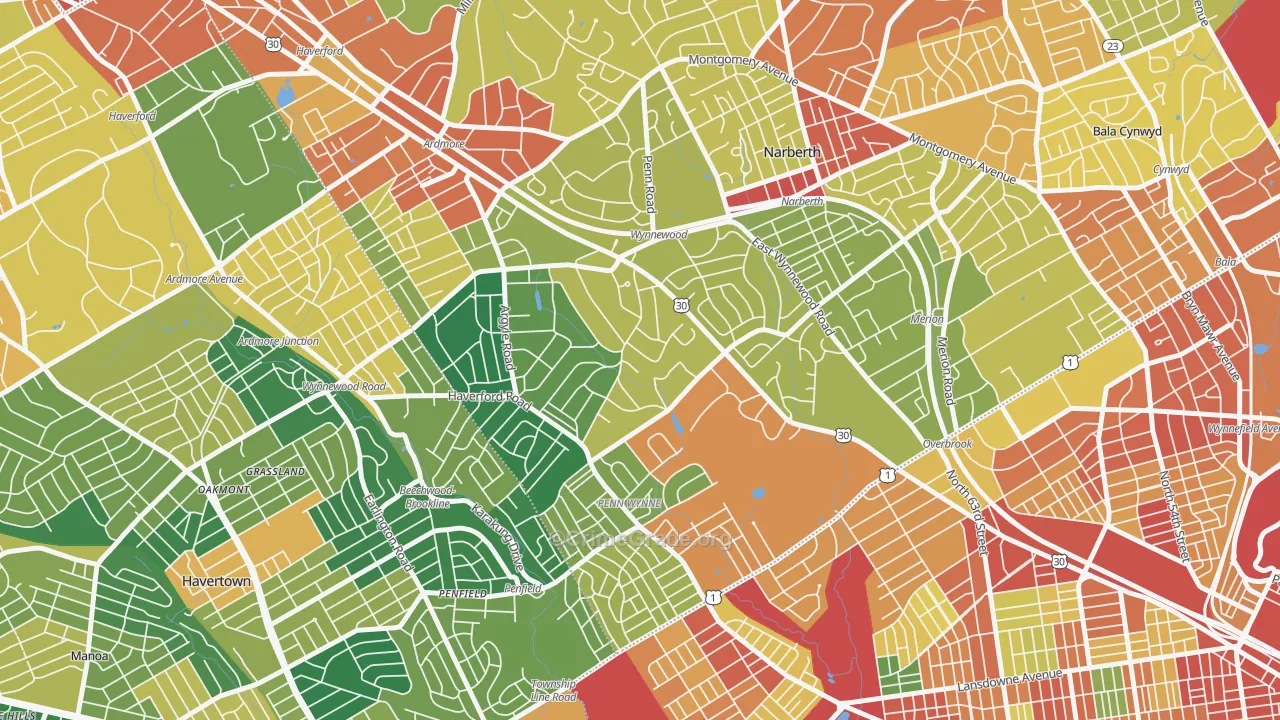 19096, PA Map of Theft Rates