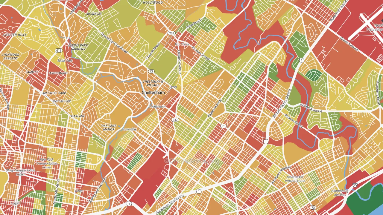 19111, PA Map of Theft Rates