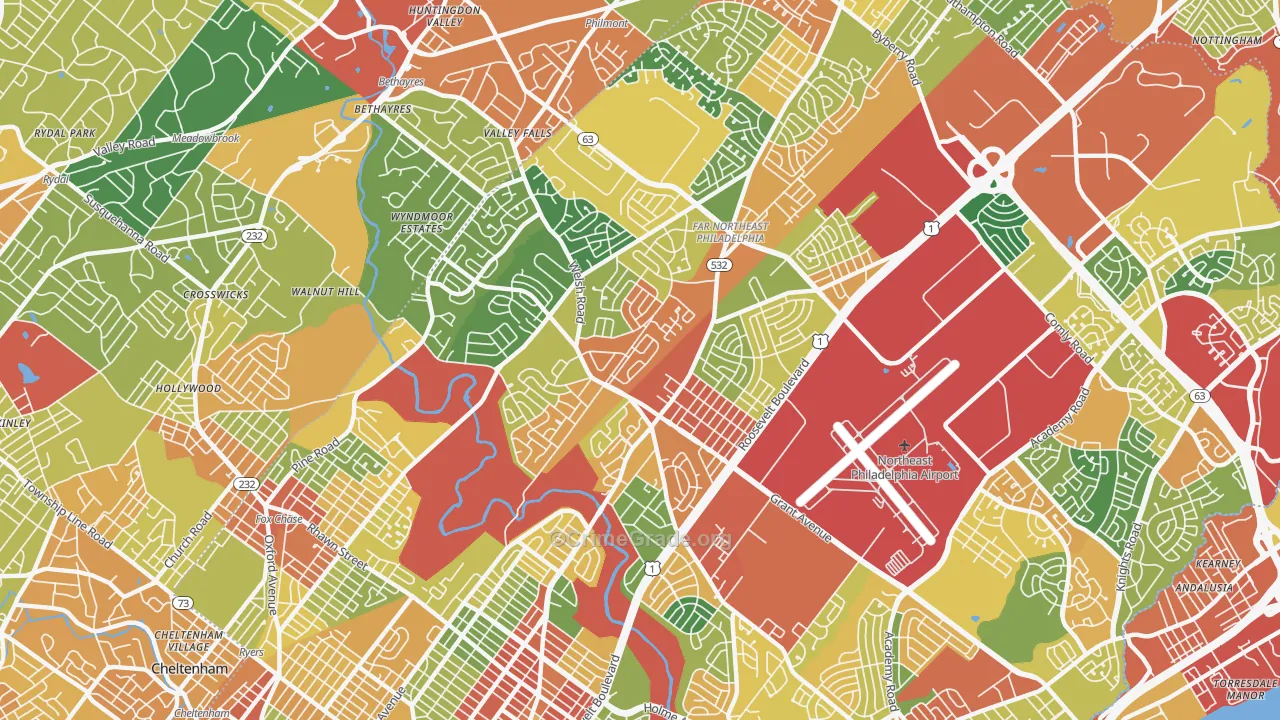 19115, PA Map of Theft Rates