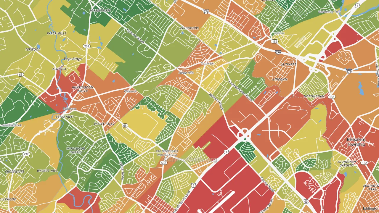 19116, PA Map of Theft Rates