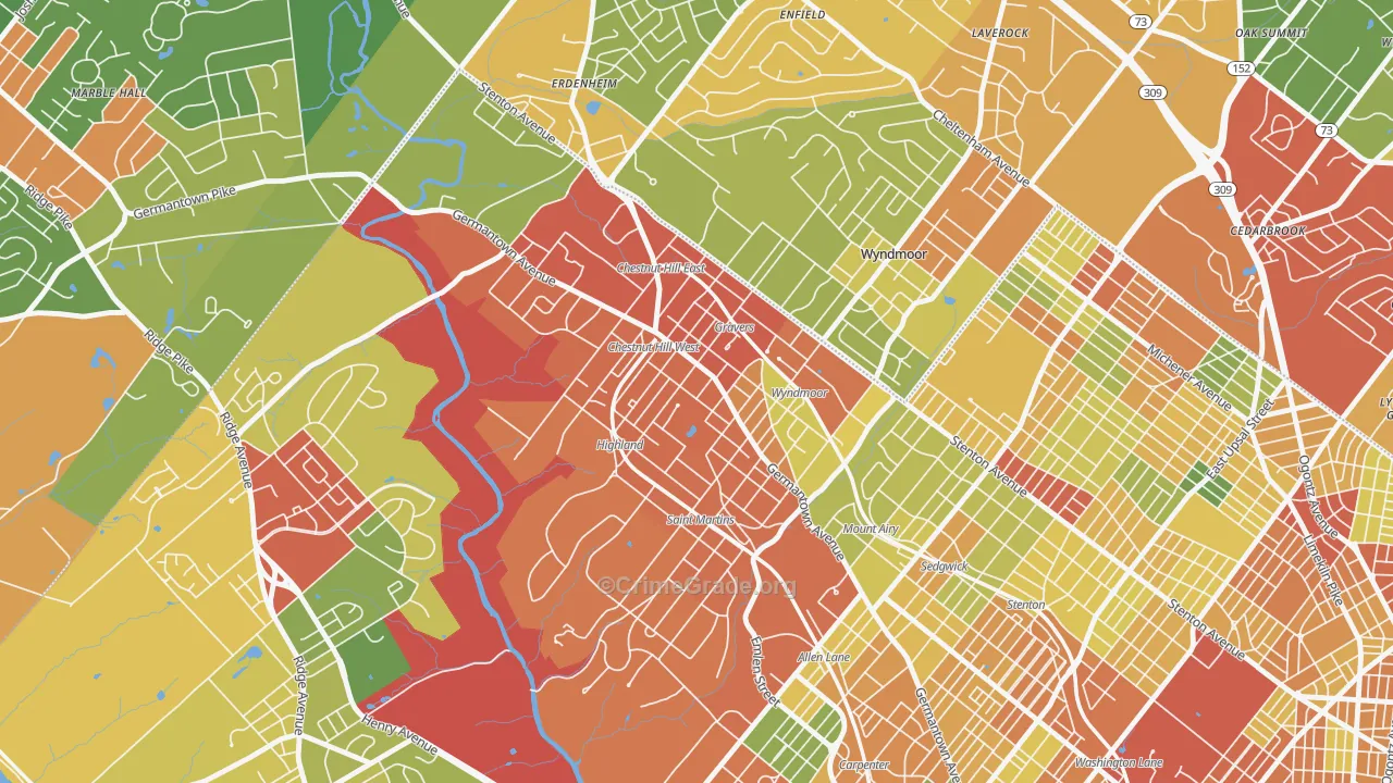 19118, PA Map of Theft Rates