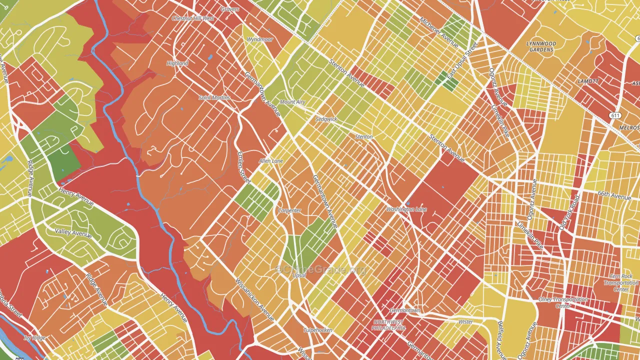 19119, PA Map of Theft Rates