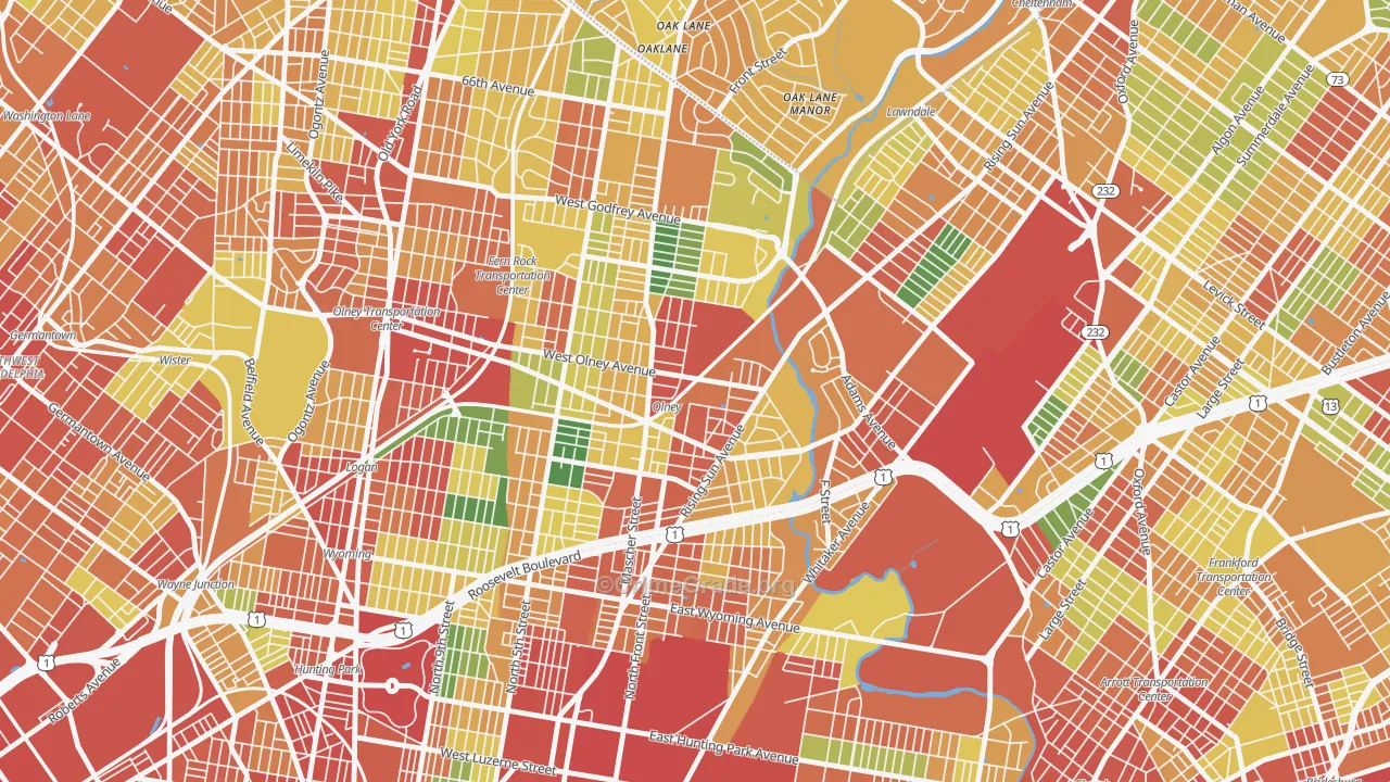 19120, PA Map of Theft Rates