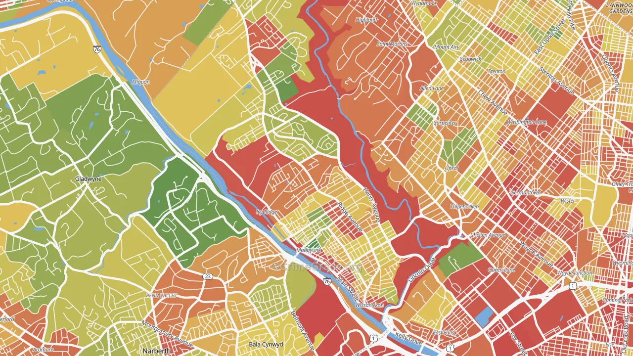19128, PA Map of Theft Rates