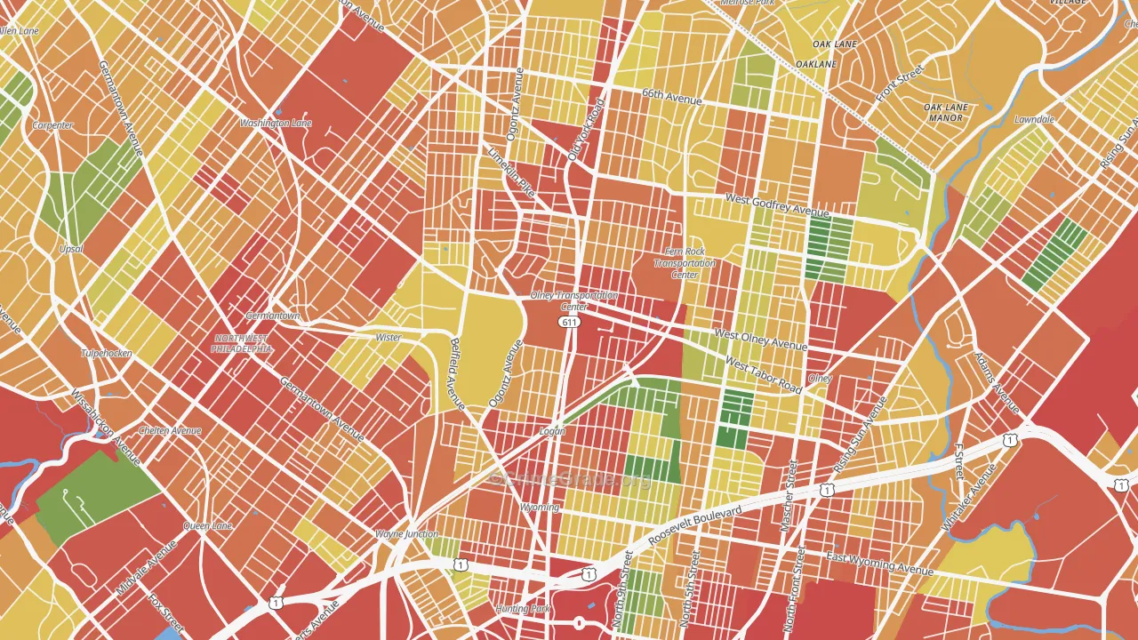 19141, PA Map of Theft Rates