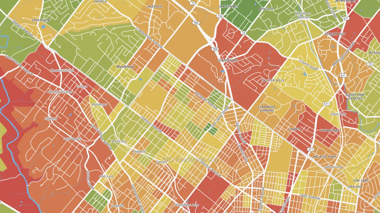 19150, PA Map of Theft Rates